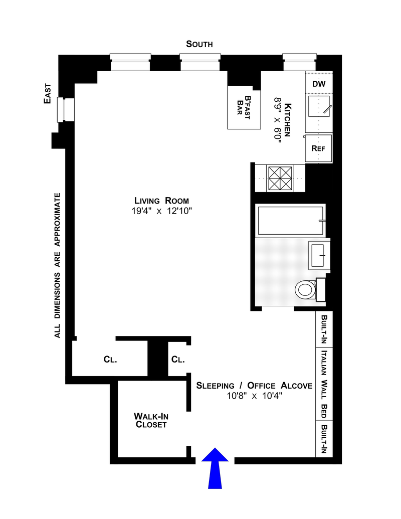 Floorplan for 350 West 57th Street, 11H