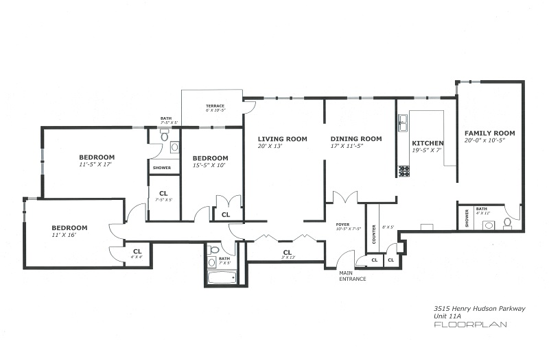Floorplan for 3515 Henry Hudson Parkway, 11A