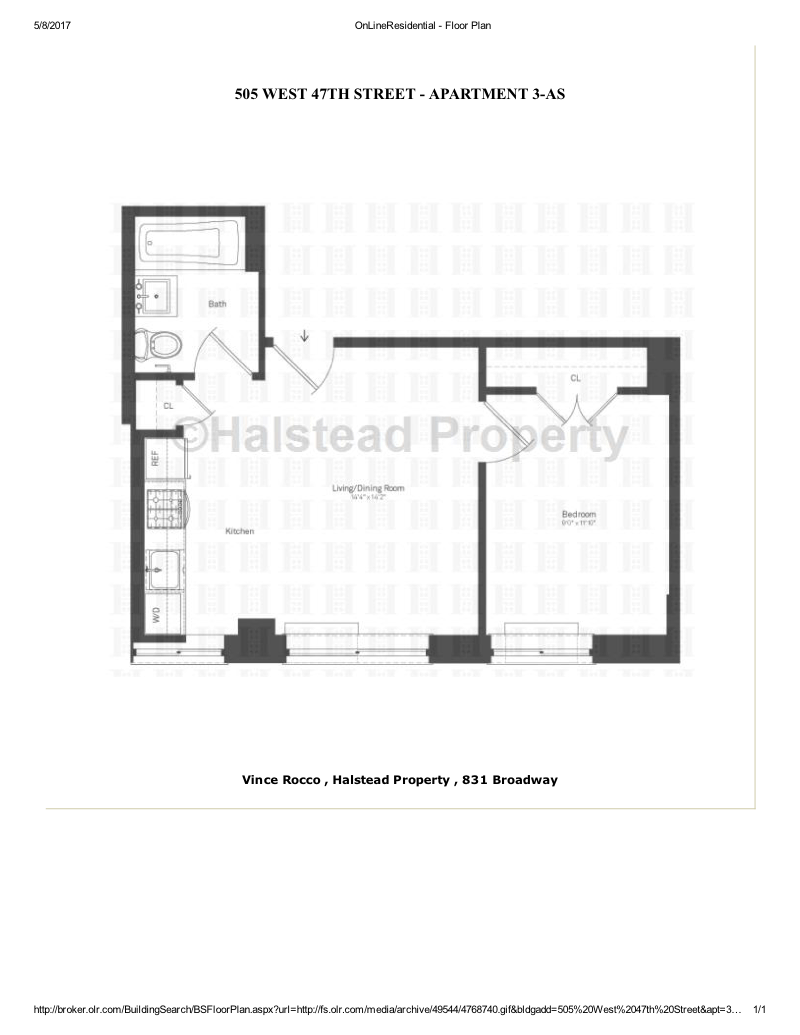 Floorplan for 505 West 47th Street, 2AS