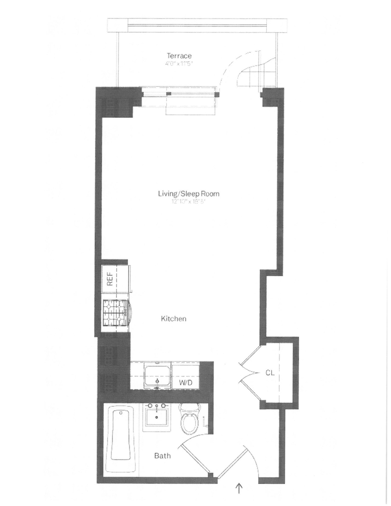 Floorplan for 505 West 47th Street, 1GN