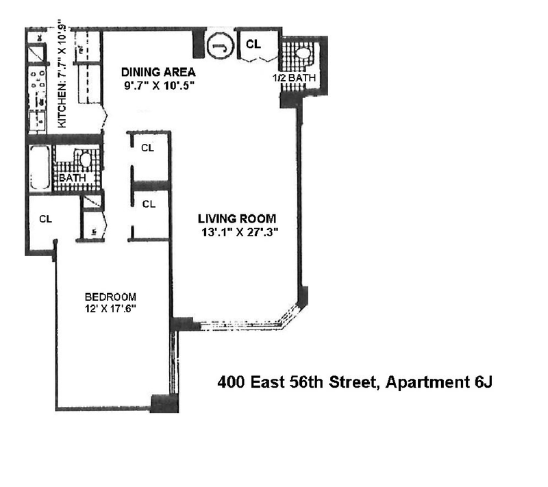Floorplan for 400 East 56th Street, 6J