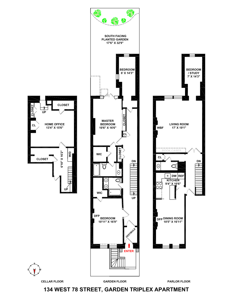 Floorplan for 134 West 78th Street, 1