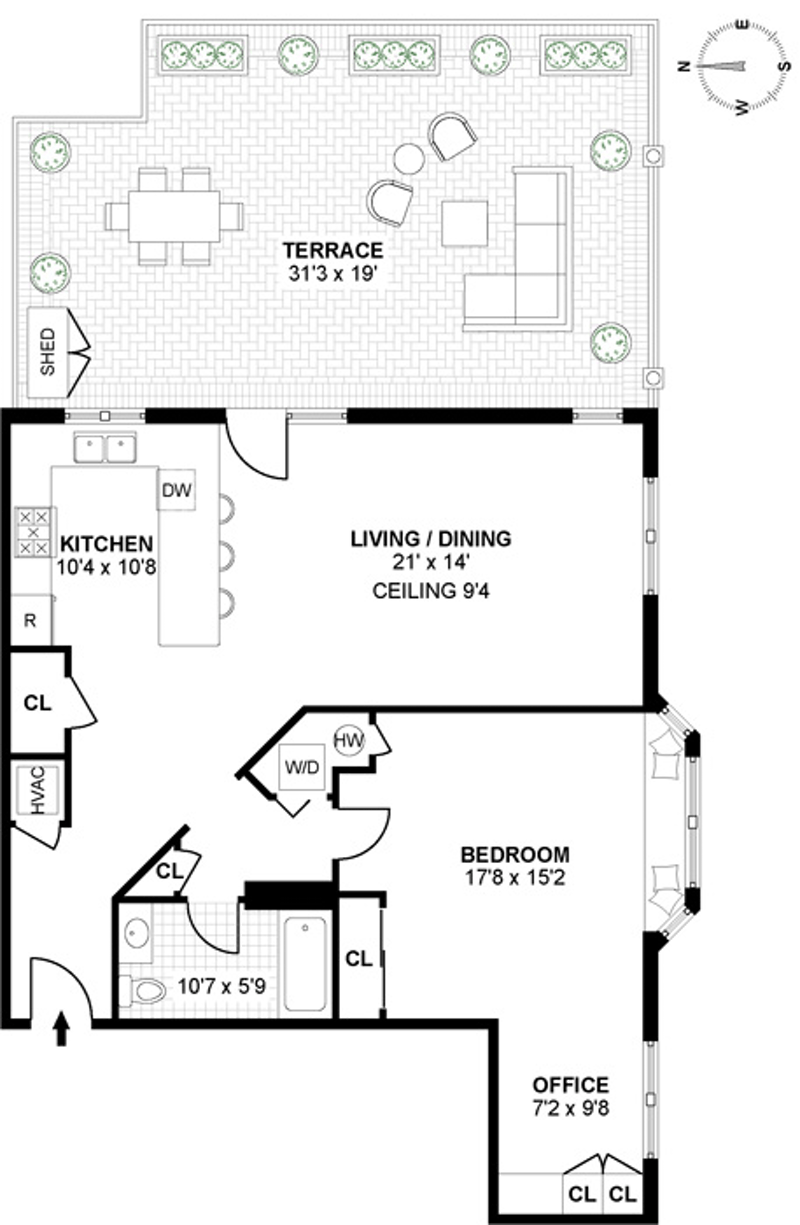 Floorplan for 1200 Grand Street, 301