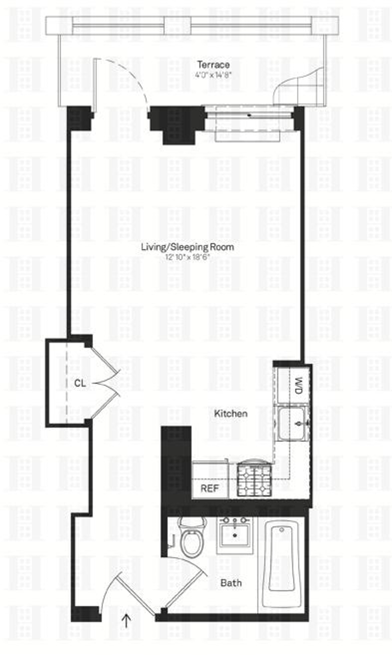 Floorplan for 505 West 47th Street, 1HN