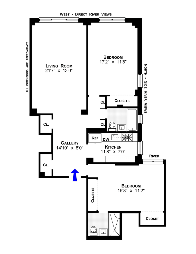 Floorplan for 11 Riverside Drive, 14LW