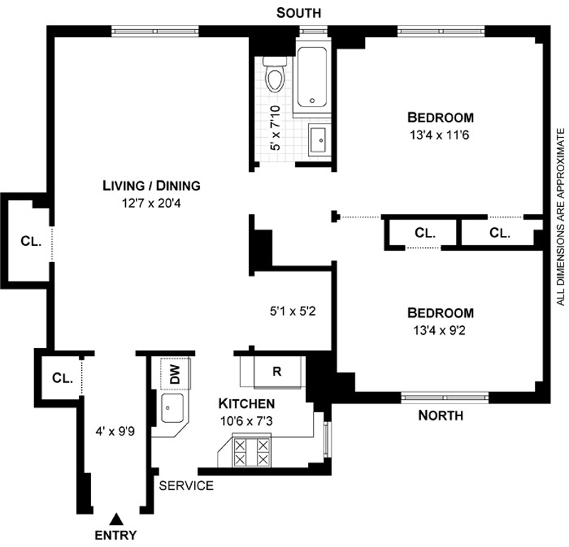 Floorplan for 250 West 75th Street, 1C