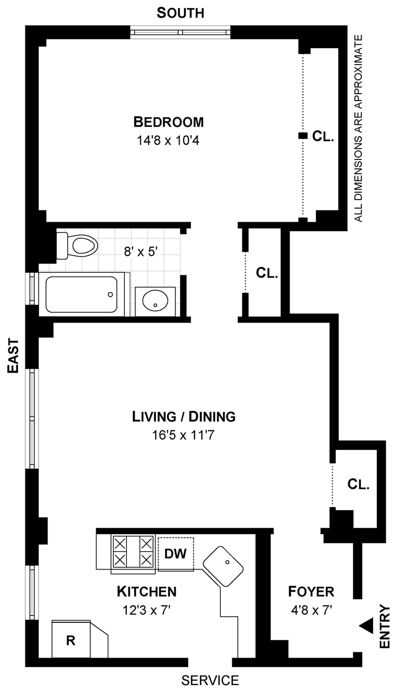 Floorplan for 250 West 75th Street, 1D