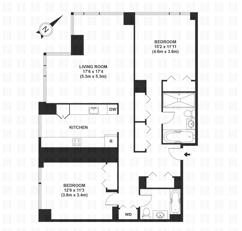 Floorplan for Picturesque 2 Bedroom Condo On Roosevelt