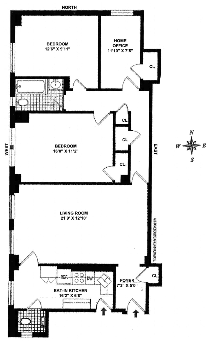 Floorplan for 245 West 107th Street, 2H