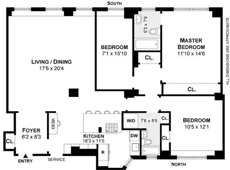 Floorplan for 41 West 96th Street, 2A