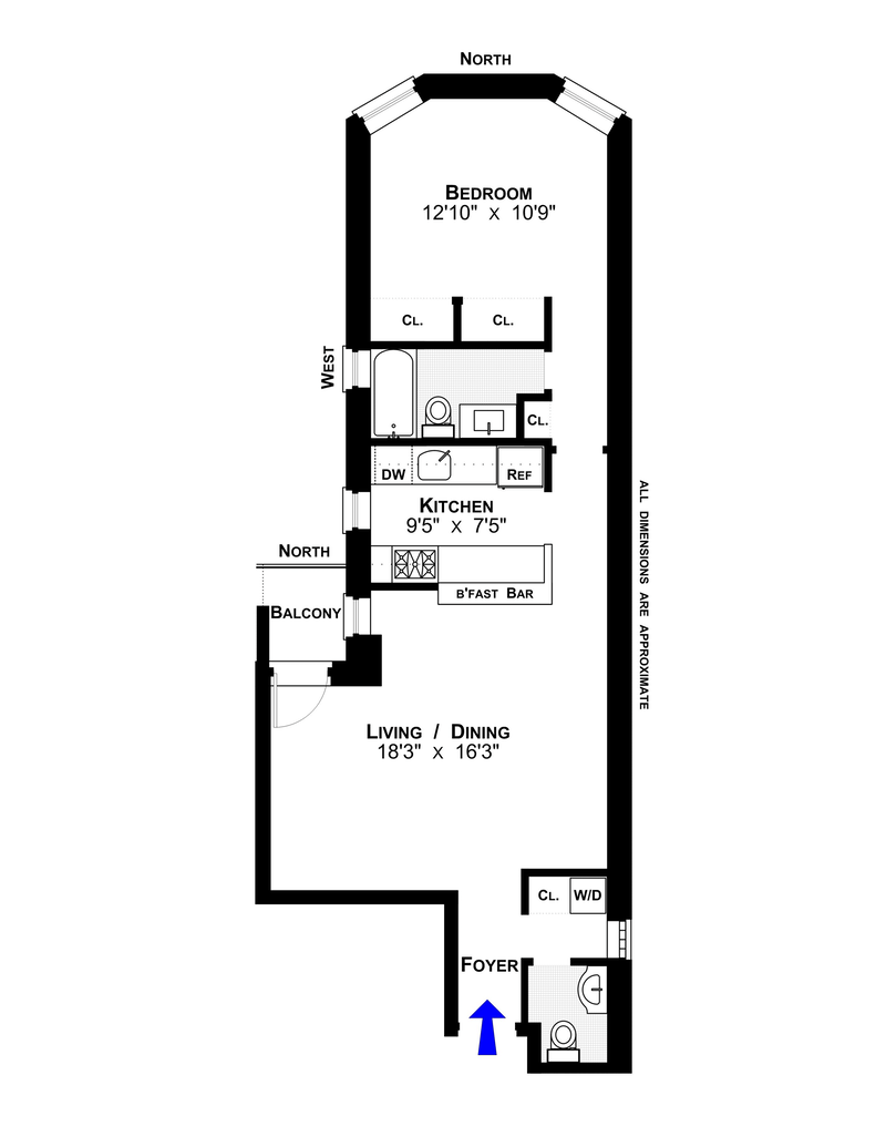 Floorplan for 255 West 92nd Street, 4C