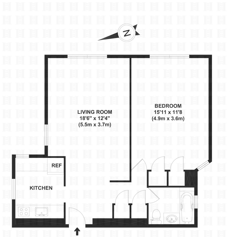 Floorplan for Extra Large Top Floor Corner 1 Bed