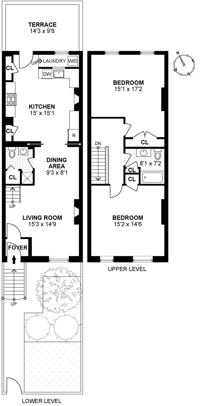 Floorplan for Prime Carroll Gardens Duplex