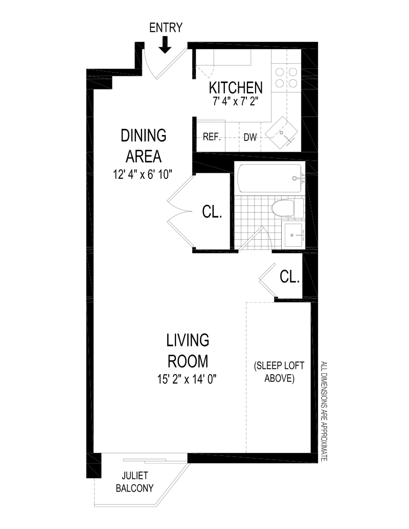 Floorplan for 215 East 24th Street, 208