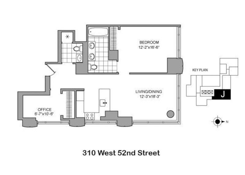 Floorplan for 310 West 52nd Street, 26J