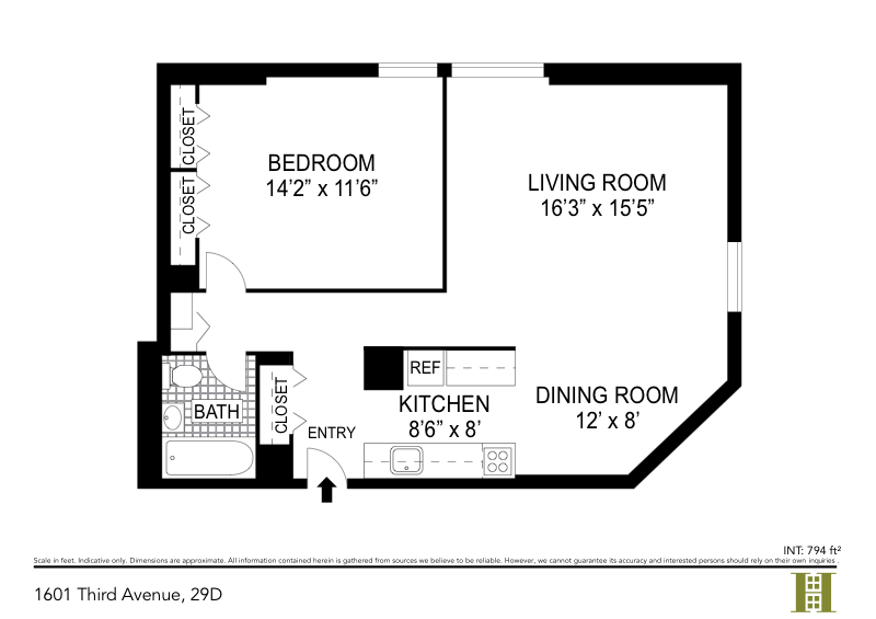 Floorplan for 1601 Third Avenue, 29D