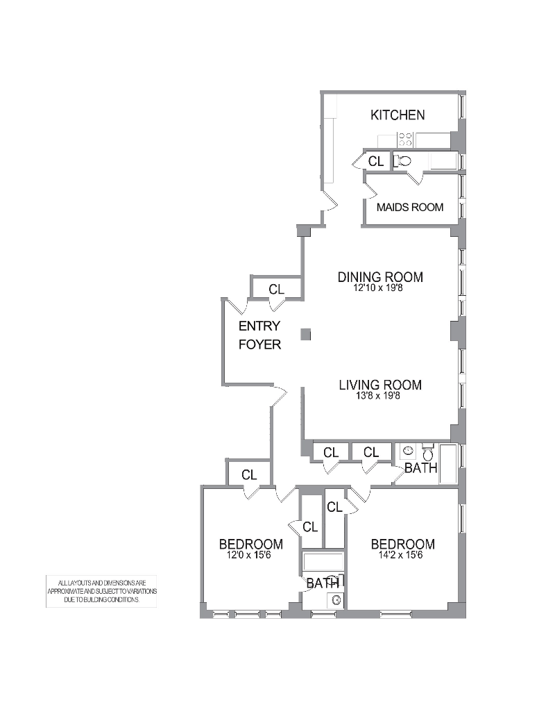Floorplan for 222 West 83rd Street, 14F