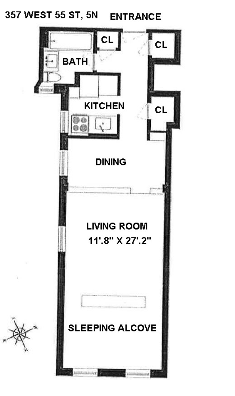 Floorplan for 357 West 55th Street, 5N