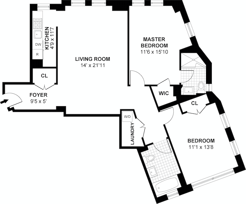Floorplan for 230 Riverside Drive, 9A
