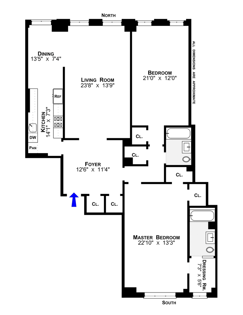 Floorplan for 115 Central Park West, 11J