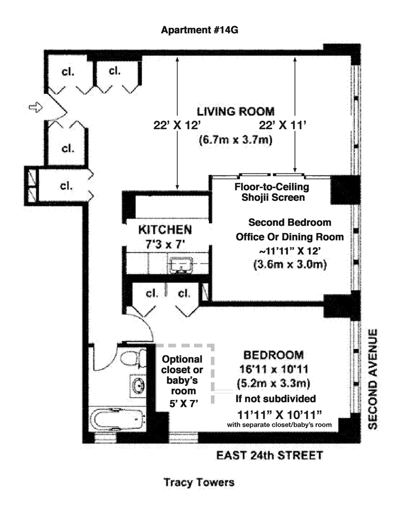Floorplan for 245 East 24th Street, 14G