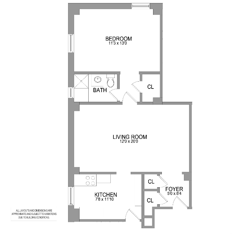 Floorplan for 222 West 83rd Street, 15H
