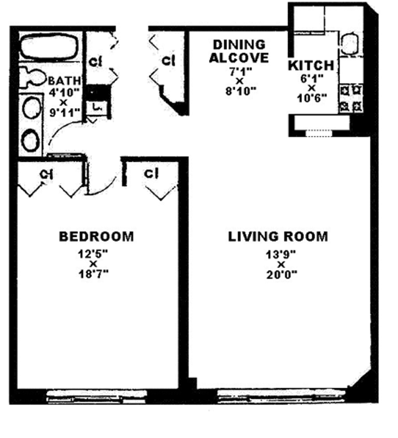 Floorplan for 211 West 71st Street, 8C