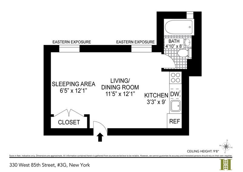 Floorplan for 330 West 85th Street, 4G