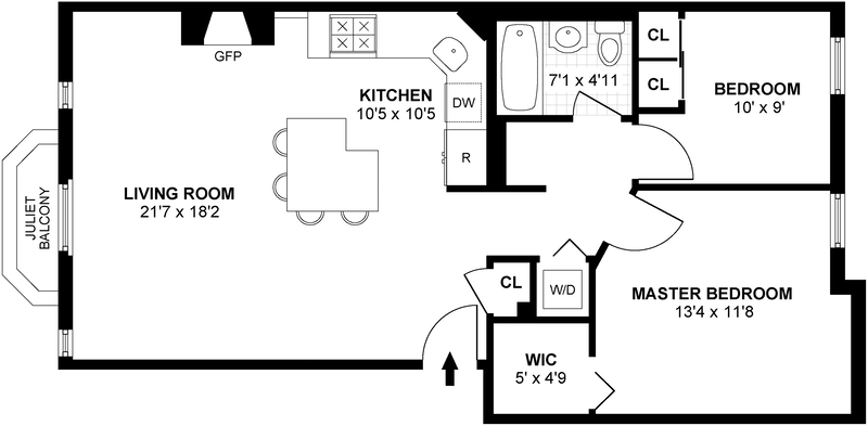 Floorplan for 443 Clinton Avenue, 2N