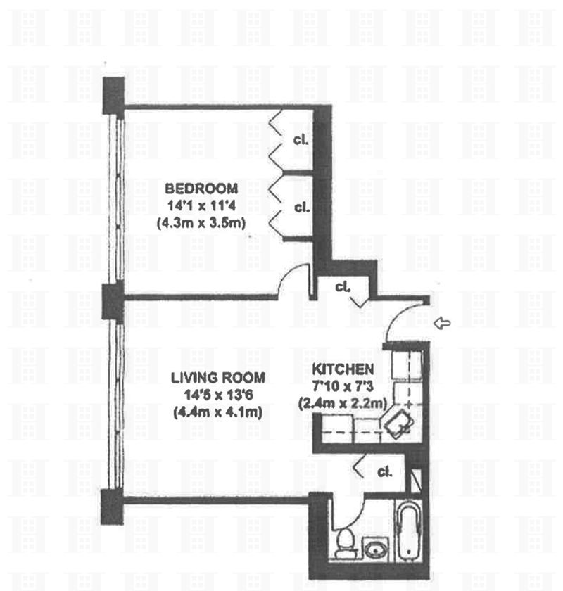 Floorplan for 333 East 45th Street, 16D