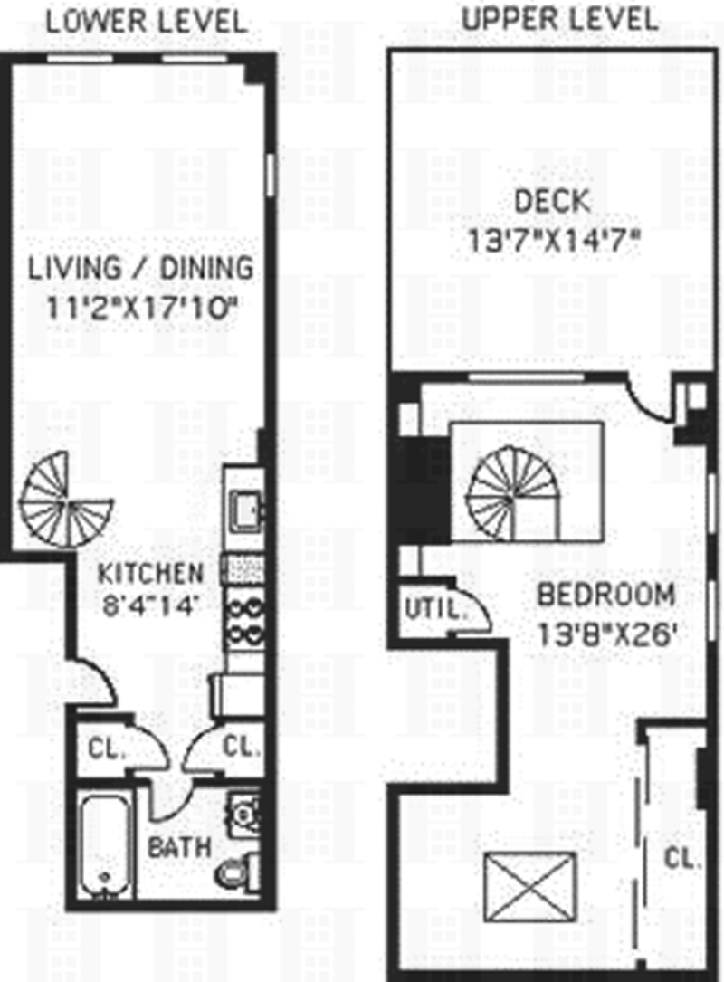 Floorplan for Penthouse 1BR Duplex W/ Private Roofdeck