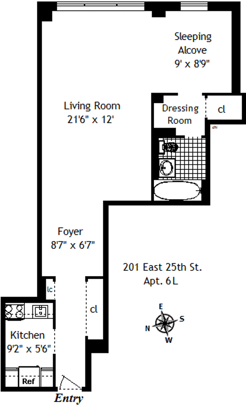 Floorplan for 201 East 25th Street, 6L
