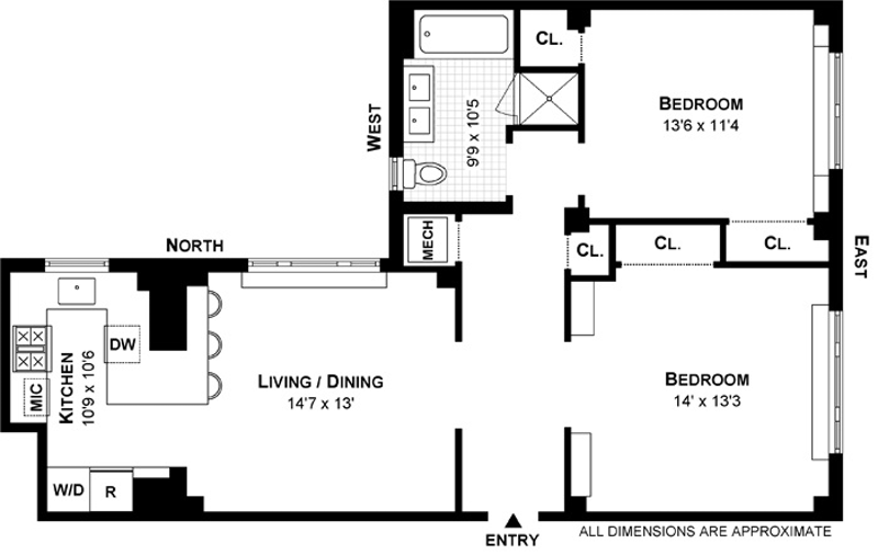 Floorplan for 215 West 88th Street, 8B