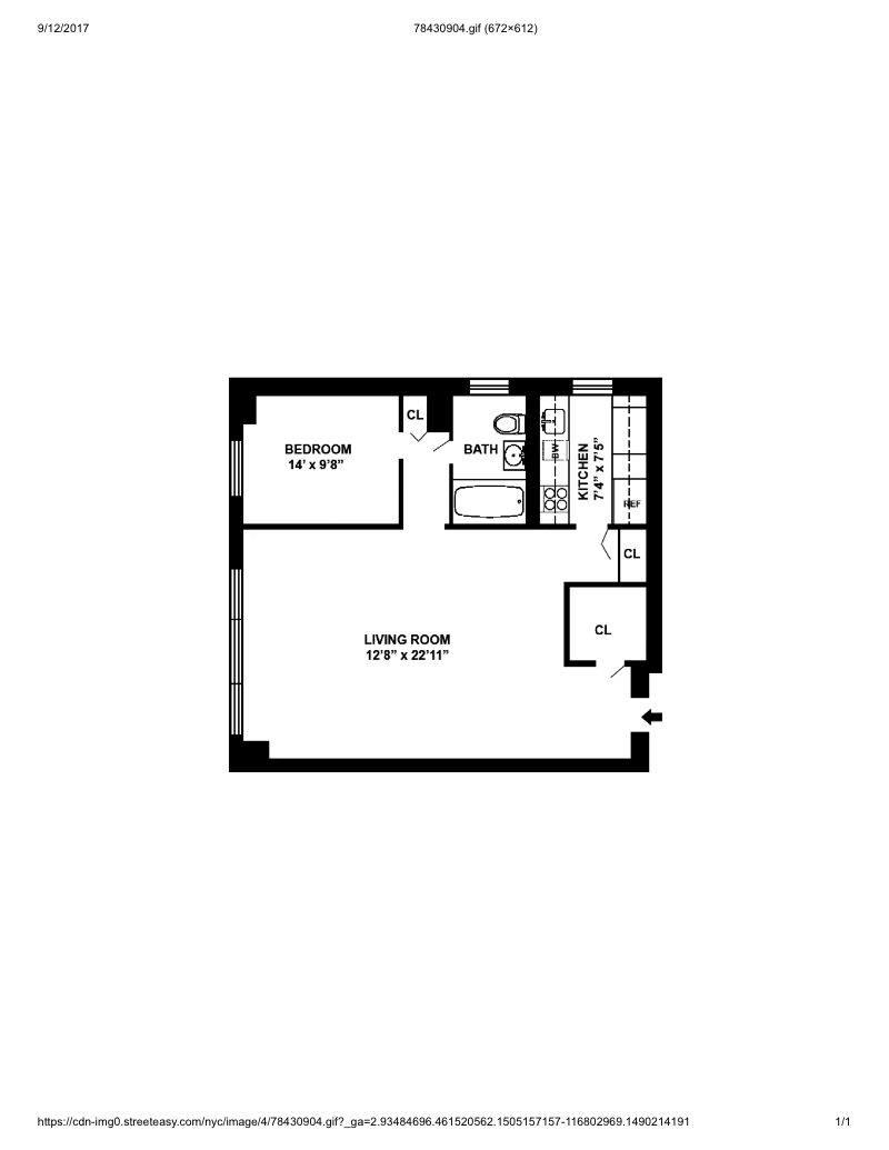 Floorplan for 400 East 54th Street, 11G