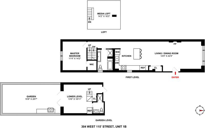 Floorplan for 304 West 115th Street, 1B