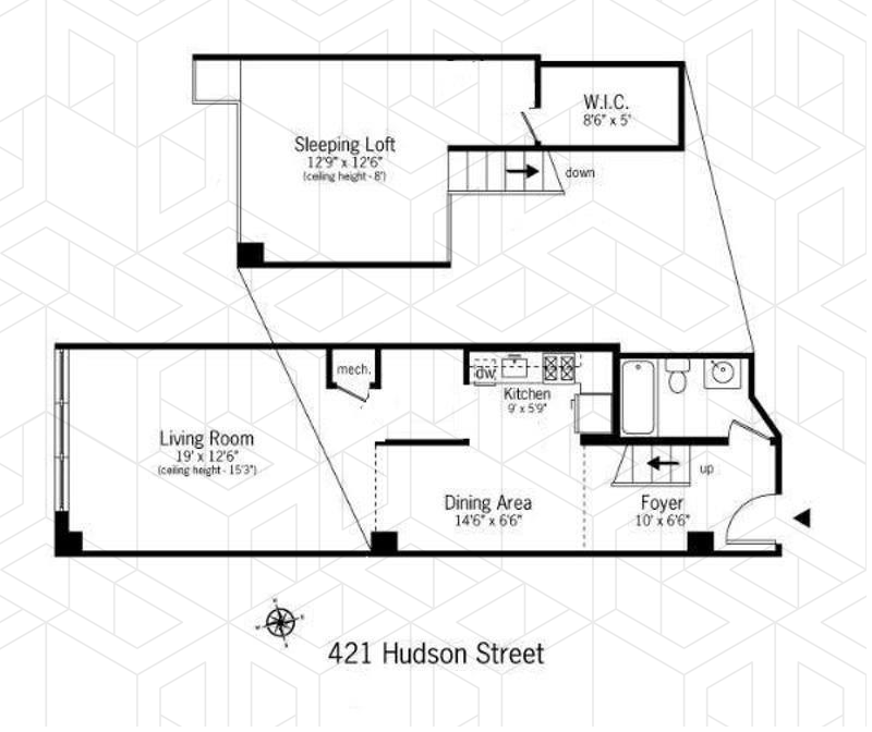 Floorplan for 421 Hudson Street, 615
