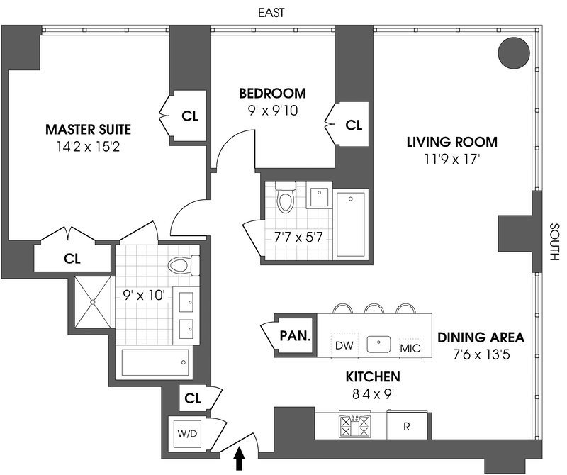 Floorplan for 1 Northside Piers, 5E