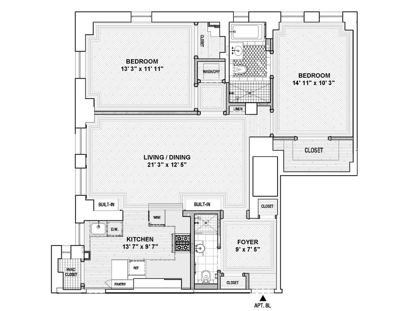 Floorplan for 240 West 98th Street, 8L