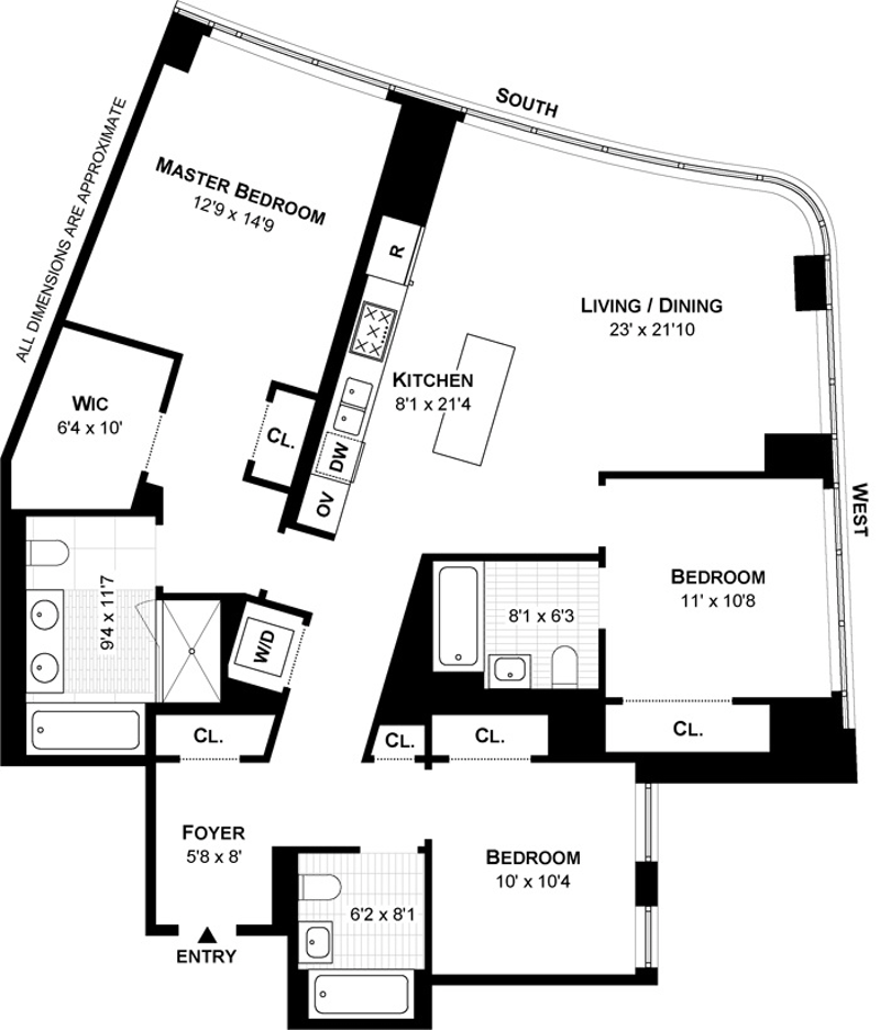 Floorplan for 285 West 110th Street, 7A