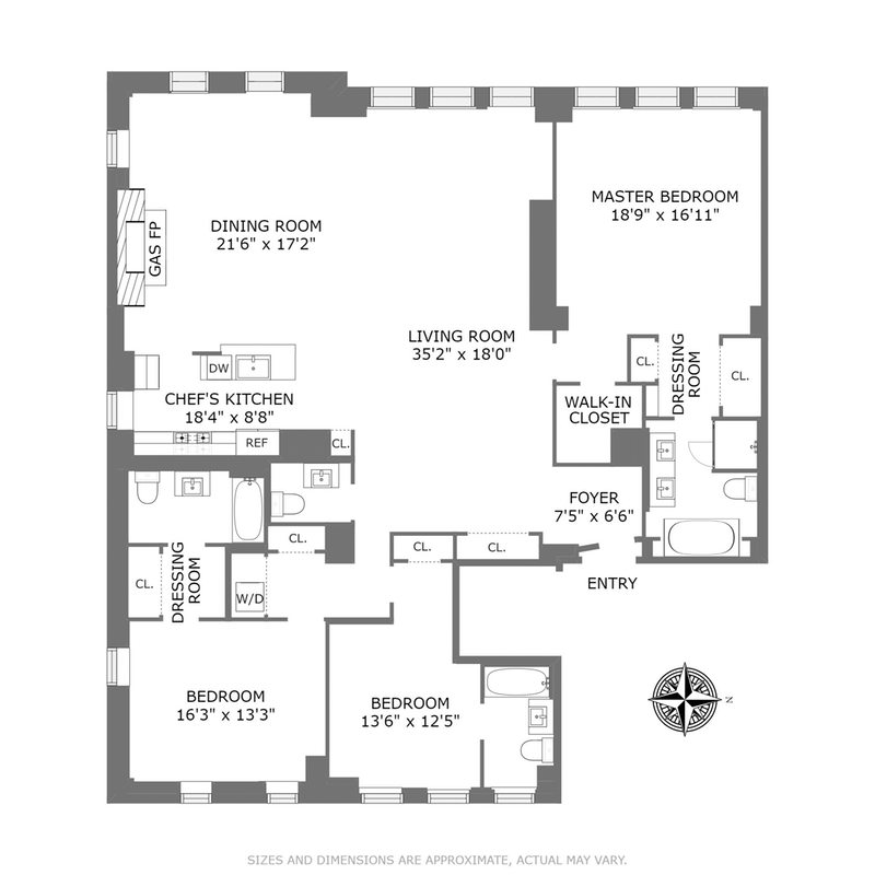 Floorplan for Sprawling 3BR Doorman Loft