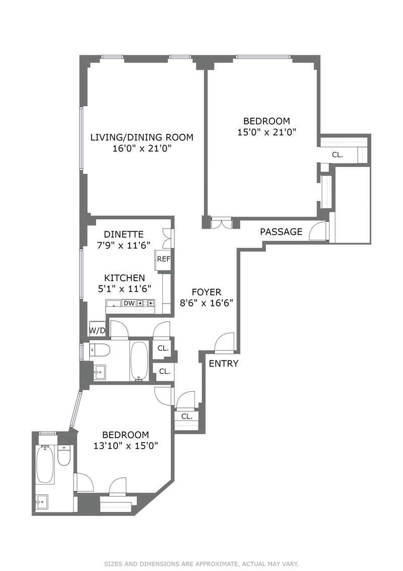 Floorplan for 345 West 88th Street, 5A