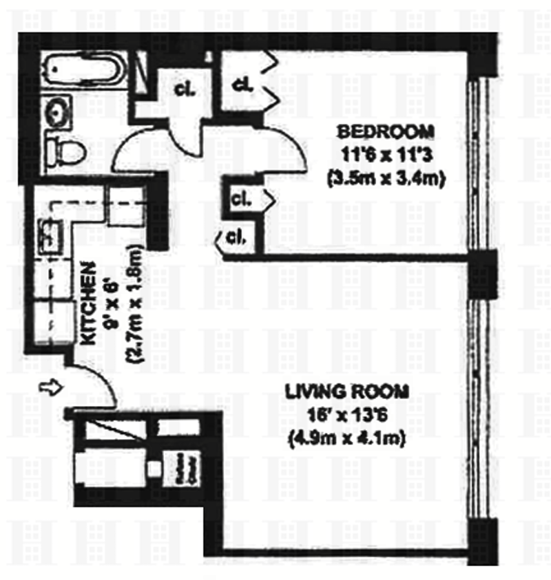 Floorplan for 333 East 45th Street, 23F