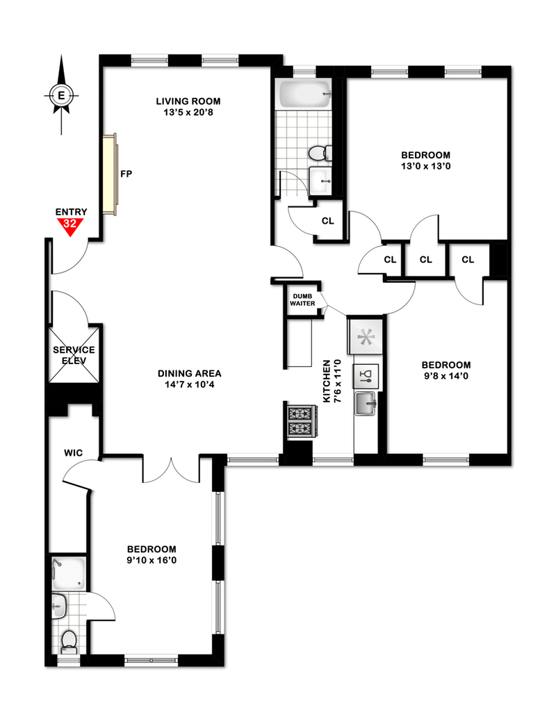 Floorplan for 34 -36 80th Street, 32
