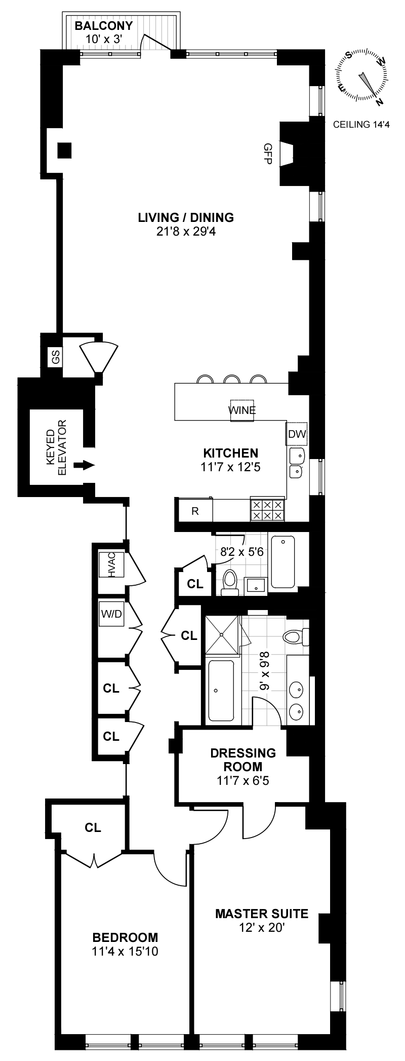 Floorplan for 140 West 124th Street, 8B