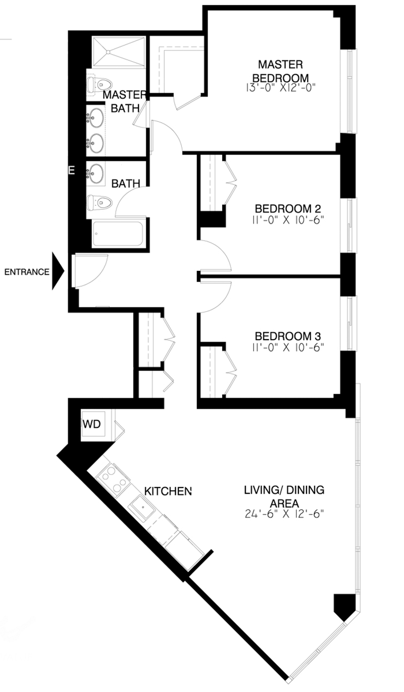 Floorplan for 2110 Frederick Douglass, 8B
