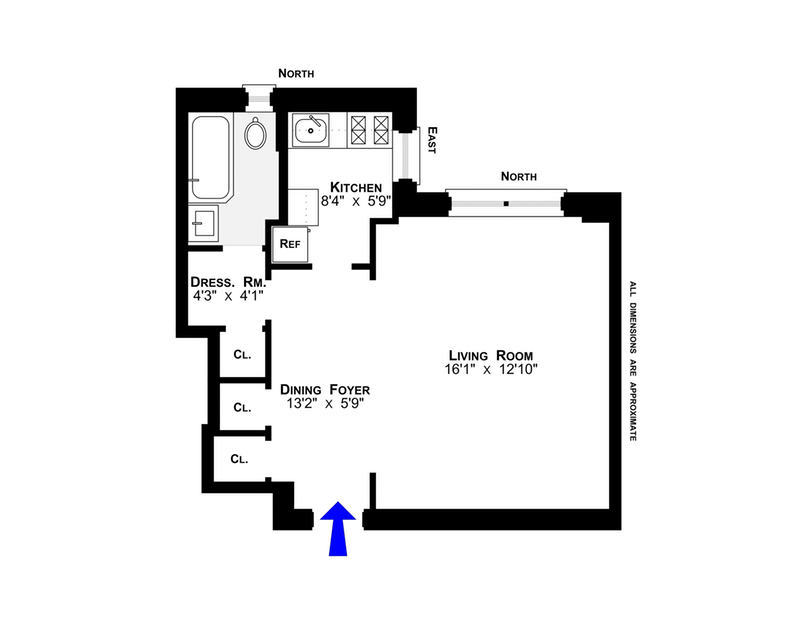 Floorplan for 310 West 55th Street, 1G