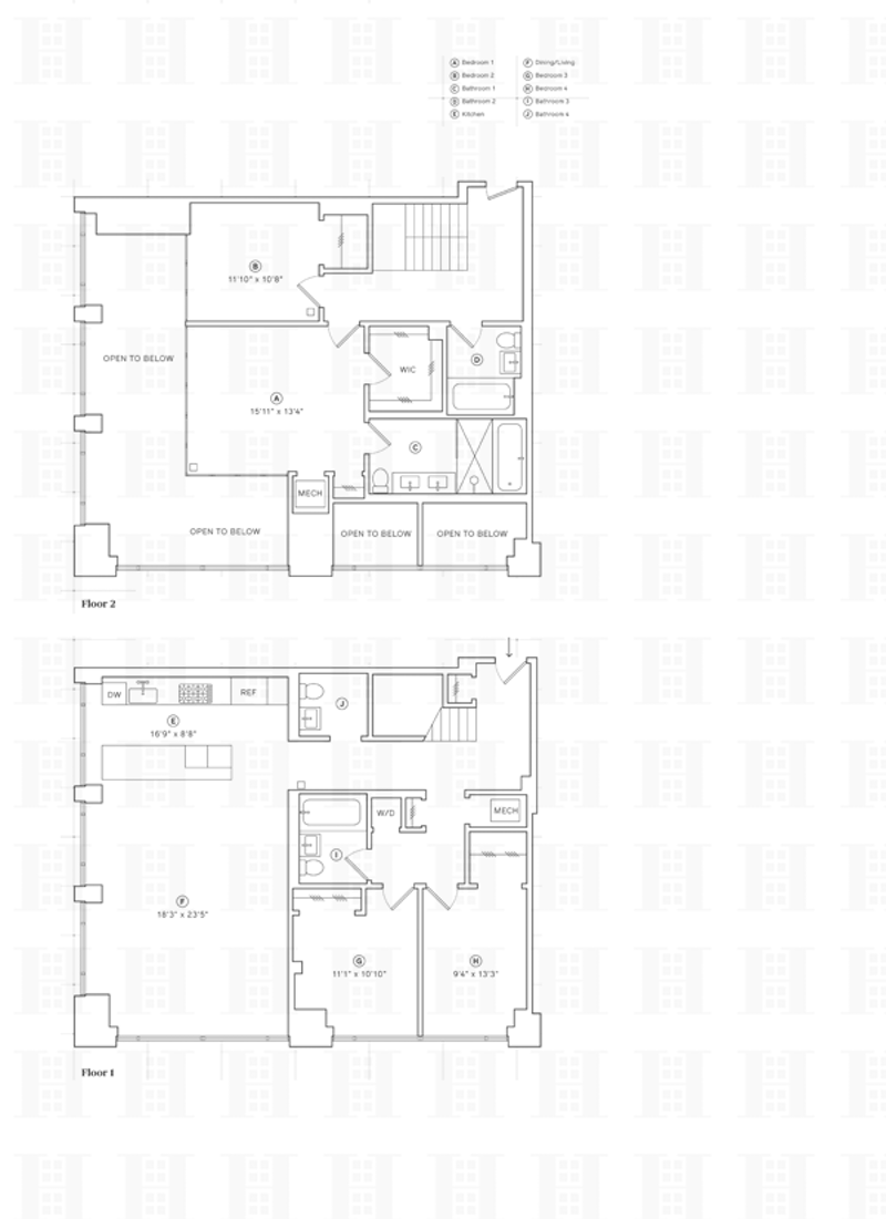Floorplan for Prime Dumbo Duplex Four Bedroom