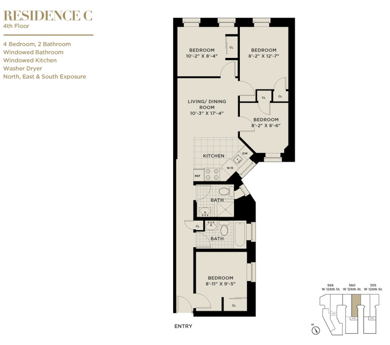 Floorplan for 560 West 126th Street, 4CC