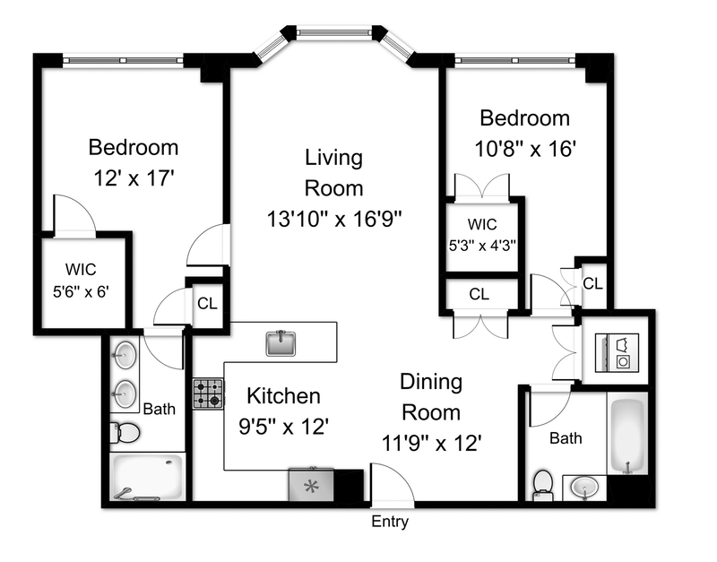 Floorplan for 1400 Hudson St, 828