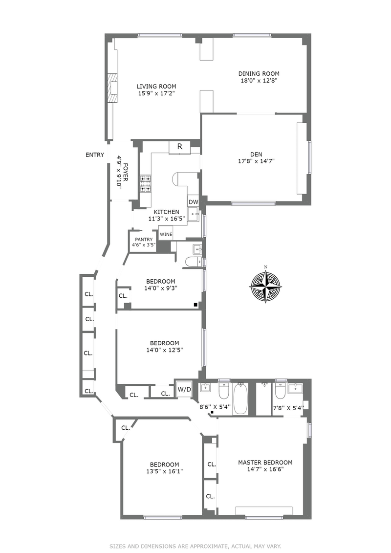 Floorplan for 320 West 87th Street, 7E